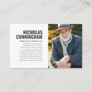 Memorial funerario en tarjeta fotográfica de memor