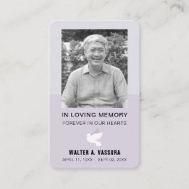 Memorial funerario plegaria Dove tarjeta de foto