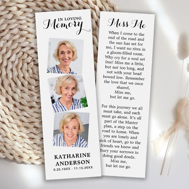 Memorial Moderno 3 Photo Prayer Funeral Bookmark (Subido por el creador)