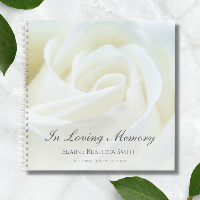 Memorial o funeral Rosa floral de libro invitado (White Rose Funeral Guest Book)