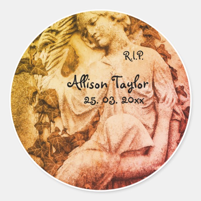 Memorial o Pegatina funerario - De duelo con Ángel (Anverso)