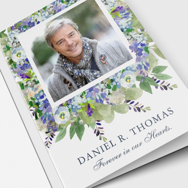 Memorial Photo Sympathy Funeral Gracias Cartas (Forever in our Hearts Watercolor Floral Sympathy Memorial Funeral Thank You Card)