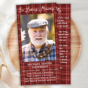 Memorial Poem Funeral Prayer Bookmark Otoño Plaid