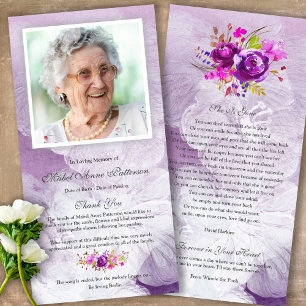 Memorial Purple Sympathy Funeral Gracias Tarjeta