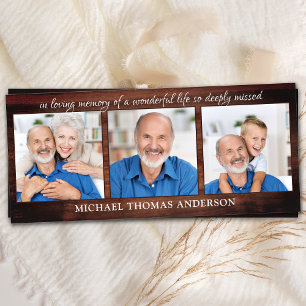 Memorial Rústico 3 Foto Funeral Tarjeta de lectura