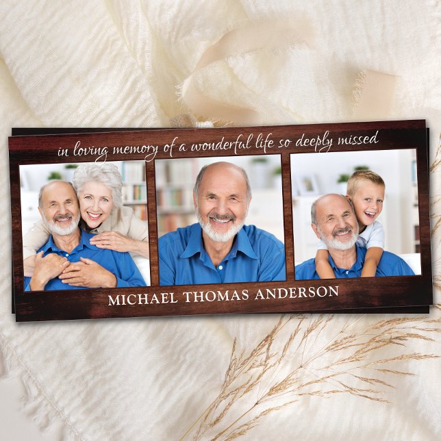 Memorial Rústico 3 Foto Funeral Tarjeta de lectura (Subido por el creador)