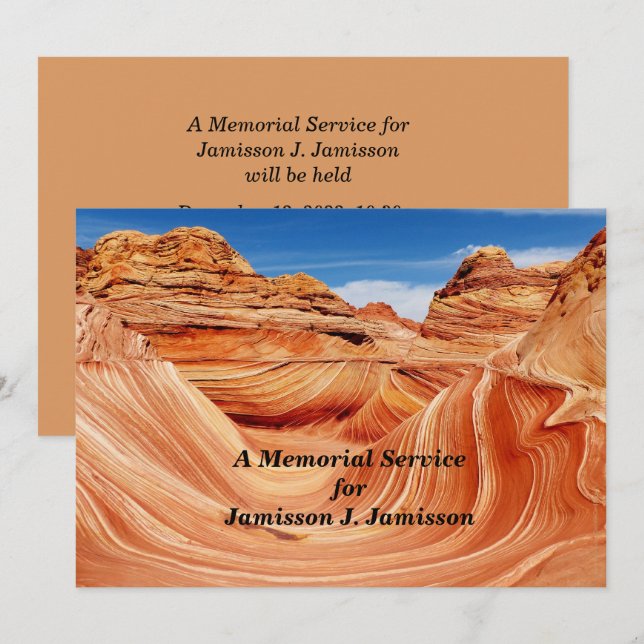 Memorial Service Invitación a fotógrafos Paraíso (Anverso / Reverso)