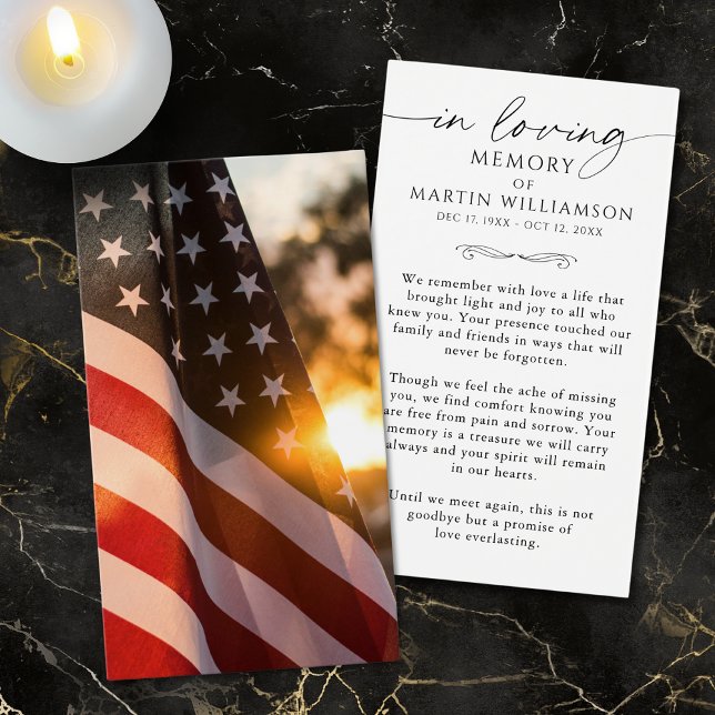 Memorial USA Flag Sympathy Funeral Prayer Card (Subido por el creador)