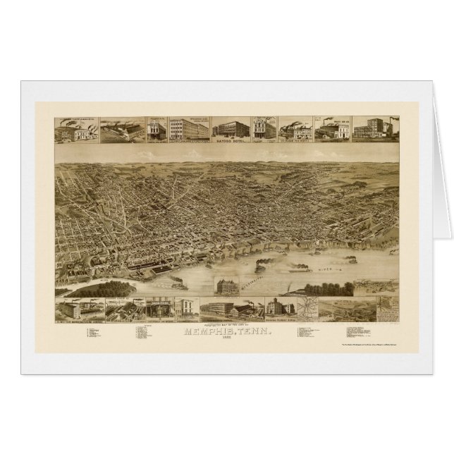 Memphis, mapa panorámico del TN - 1887 (Anverso (Horizontal))