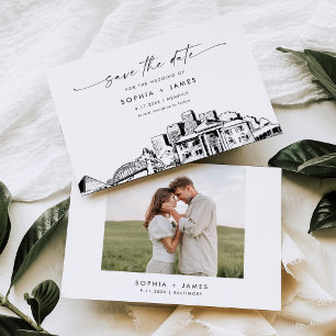 Memphis Skyline Wedding Guardar la tarjeta de fech