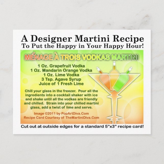 Menage a una postal de la receta de Trois Vodkas M (Anverso)