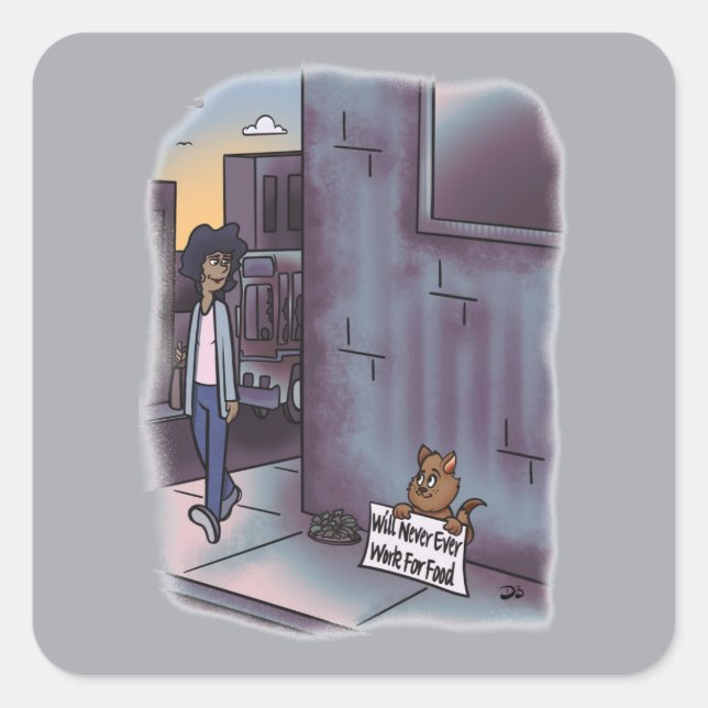 Mendigar a Pegatinas de Cat Square (Anverso)