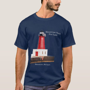 Menominee North Pier Light camisa oscura