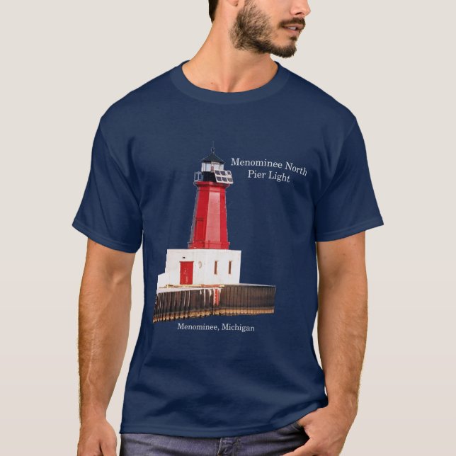 Menominee North Pier Light camisa oscura (Anverso)