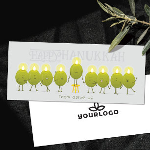 Menorá de Hanukkah de Aceitunas Tarjeta con logo