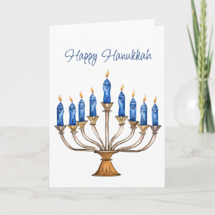 Menorah con velas quemadas tarjeta Hanukkah feliz