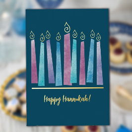 Menorah Hannukah Relieve metalizado plegado tarjet