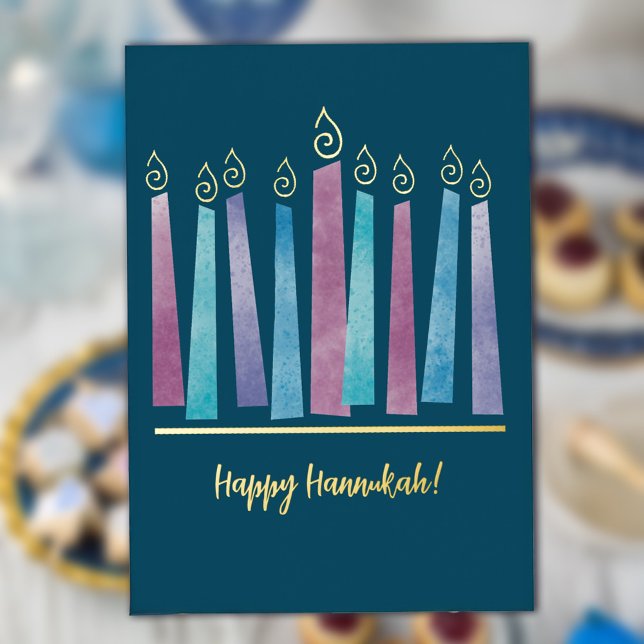 Menorah Hannukah Relieve metalizado plegado tarjet (Subido por el creador)