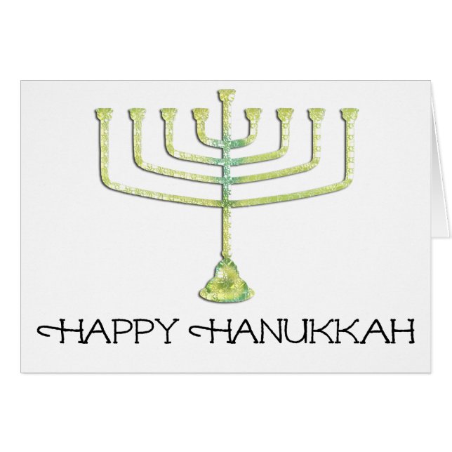 Menorah Happy Hanukkah Tarjeta de felicitación 2 (Anverso (Horizontal))