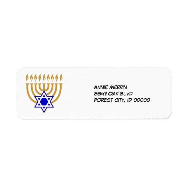 Menorah y la etiqueta estrella de David (Frente)