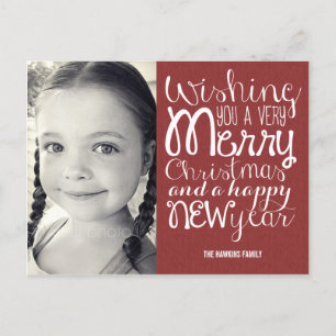 Mensaje adorable tarjeta postal de foto navideña