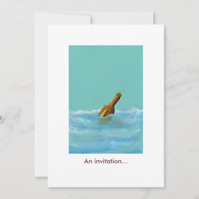 Mensaje - botella en el mar Invitaciones PERSONALI (Anverso)