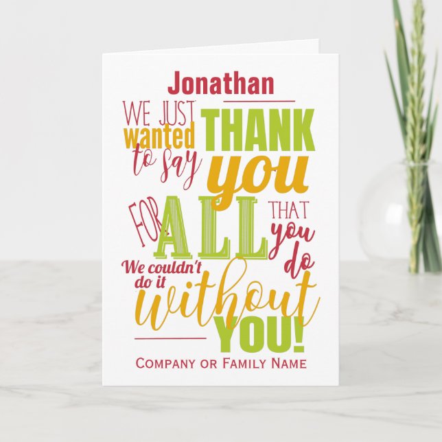 Mensaje de agradecimiento por tipografía de agrade (Anverso)