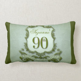 Mensaje de almohada lumbar verde 90 cumpleaños