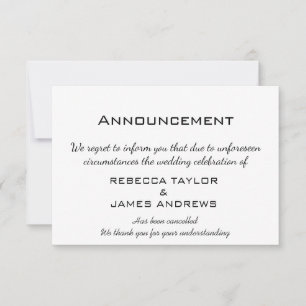 Mensaje de anuncio de cancelación de boda