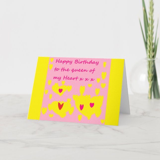 Mensaje de cumpleaños feliz Tarjeta rosa amarillo (Anverso)