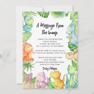 Mensaje De La Tarjeta De Baby Shower Bump Dinosaur