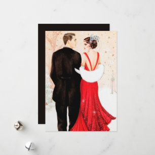 Mensaje de Navidad para pareja vintage retro Art D