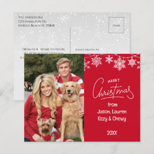 Mensaje de Navidad Rojo para Fotos de Familia y Ma