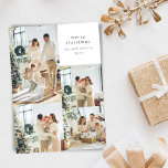 Mensaje de Personalizado Feliz Navidad MultiCollag<br><div class="desc">Minimalista tarjeta de vacaciones de Collage de fotos de mora navideña Multi 5 con el mensaje de su Personalizado al revés</div>