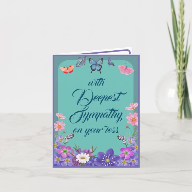 Mensaje De Simpatía Tarjeta De Mariposas Florales  (Anverso)