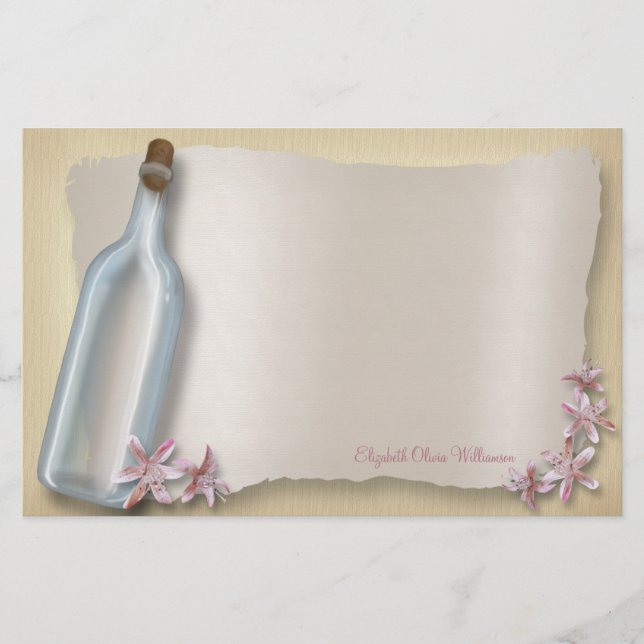 Mensaje de una papelería horizontal ~ Botella (Anverso)