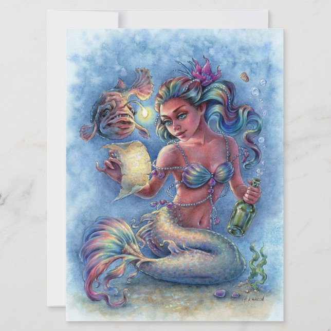 Mensaje en la tarjeta de arte de la sirena de la b (Anverso)