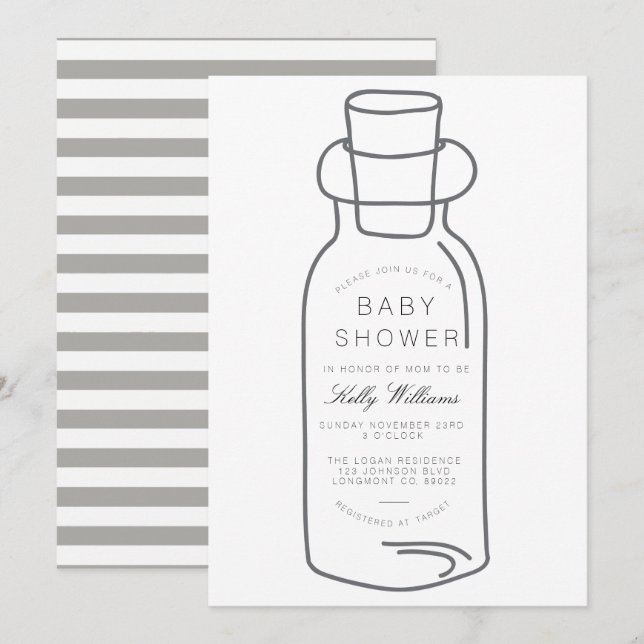 Mensaje en una botella | Invitación de Baby Shower (Anverso / Reverso)