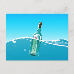 Mensaje en una postal de mensaje de botella
