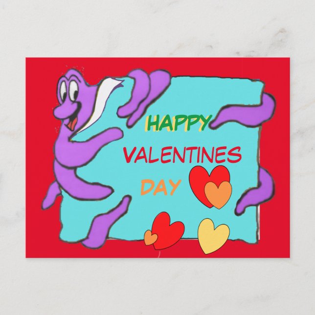 Mensaje Octopus Feliz Día de San Valentín postal (Anverso)