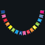 Mensaje personalizado Arcoiris es pancarta Chica<br><div class="desc">Las cartas se pueden cambiar para que se adapten a tu evento; también son excelentes para los cumpleaños de los niños. También puede agregar sus propias imágenes de fondo y fotos,  así como copiar y pegar los patrones existentes (puntos de polka y rayas) en otras banderas.</div>