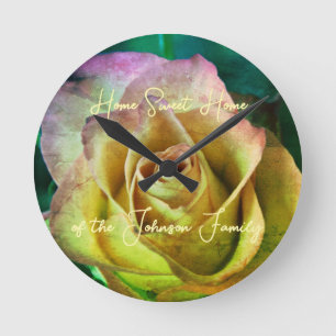 Mensaje personalizado de Rosa y reloj de pared de 