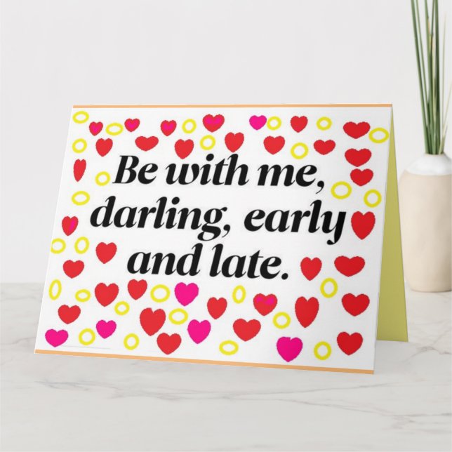 Mensaje romántico en una tarjeta de saludo rojo y  (Anverso)