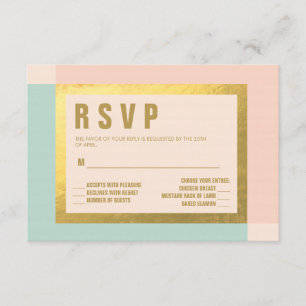 Menta de color + Relieve metalizado dorado RSVP