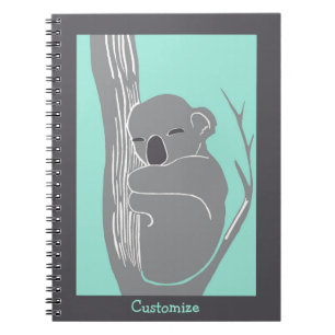 Menta de encargo de la koala el dormir y cuaderno