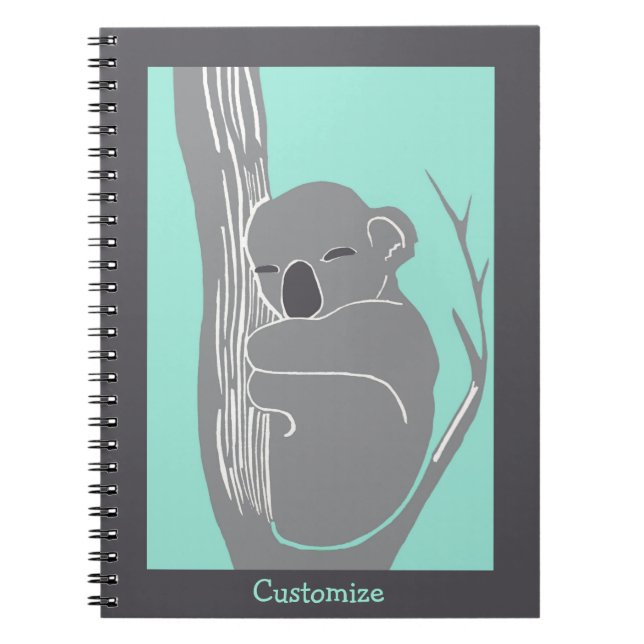 Menta de encargo de la koala el dormir y cuaderno (Frente)