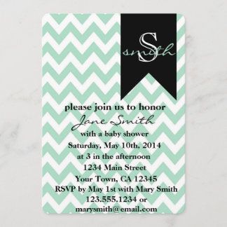 Menta e invitación negra de Baby Shower del