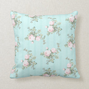 Menta floral del rosa de la almohada de tiro de la