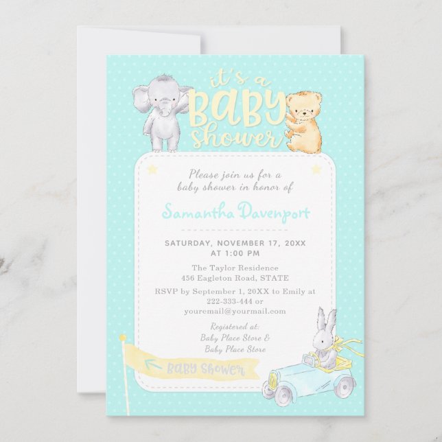 Menta neutral de la invitación el | de Baby Shower (Anverso)