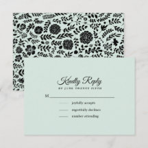 Menta | Tarjeta RSVP de boda floral negra